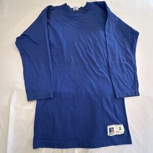 Vintage Russell Shirt Mens Small Blue Athletic High Cotton Blank 90s